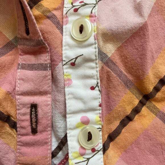 Old Navy 3T Toddler Button-Up Shirt | Pink & Orange Plaid Floral | GUC - Picture 13 of 16